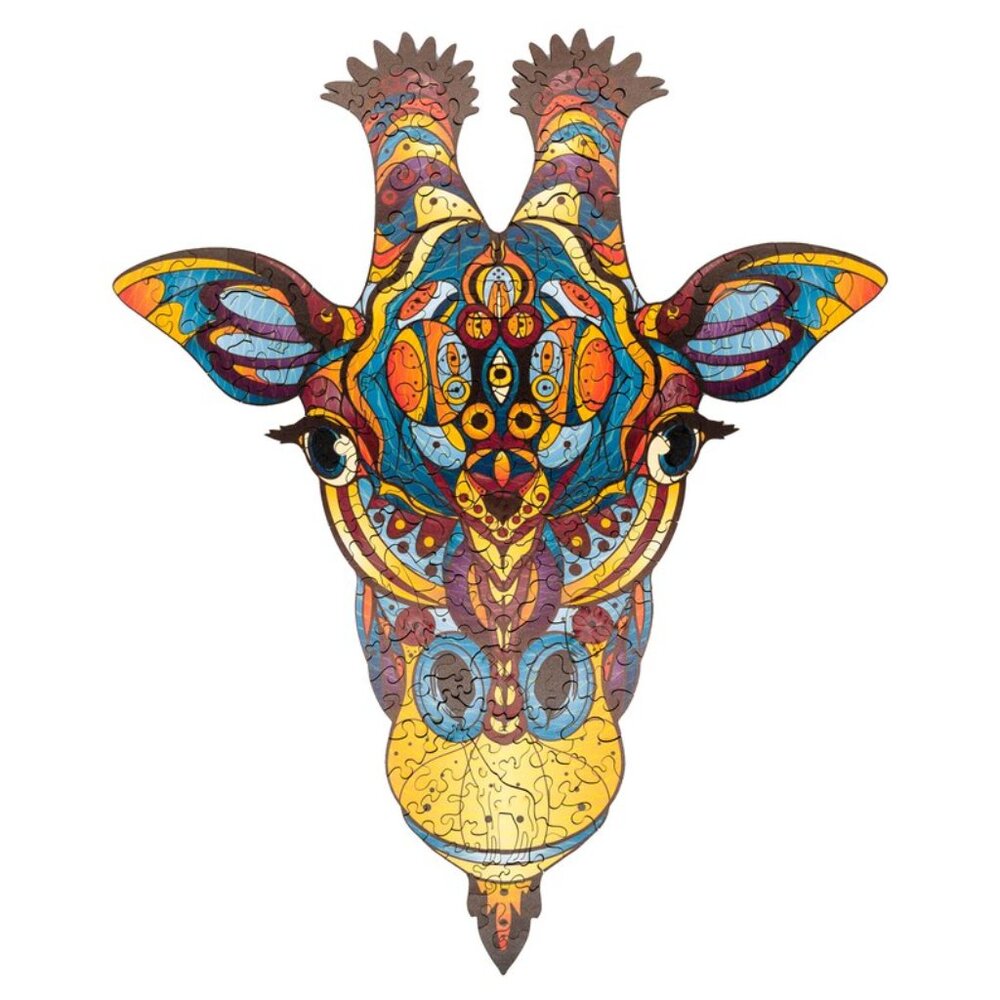 Graceful Giraffe Wooden Puzzle 160 Pieces Colorful Animal Art Jigsaw 10.9x13in M